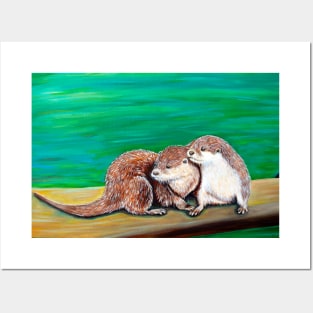 Otter Best Friends Painting Posters and Art